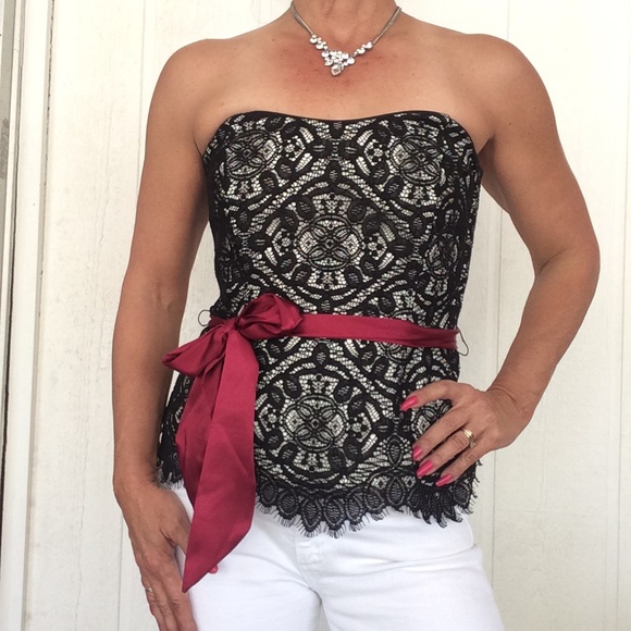 White House Black Market Tops - WHBM CORSET TOP BLACK LACE